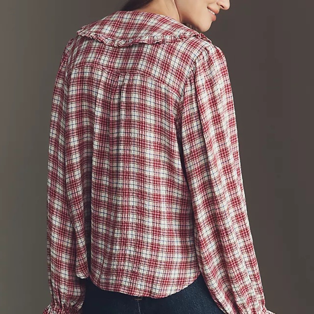 The Keira Collared Button-Front Blouse by Pilcro NWT - Picture 3 of 6